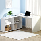 Artiss White L-Shaped Computer Desk & Bookshelf