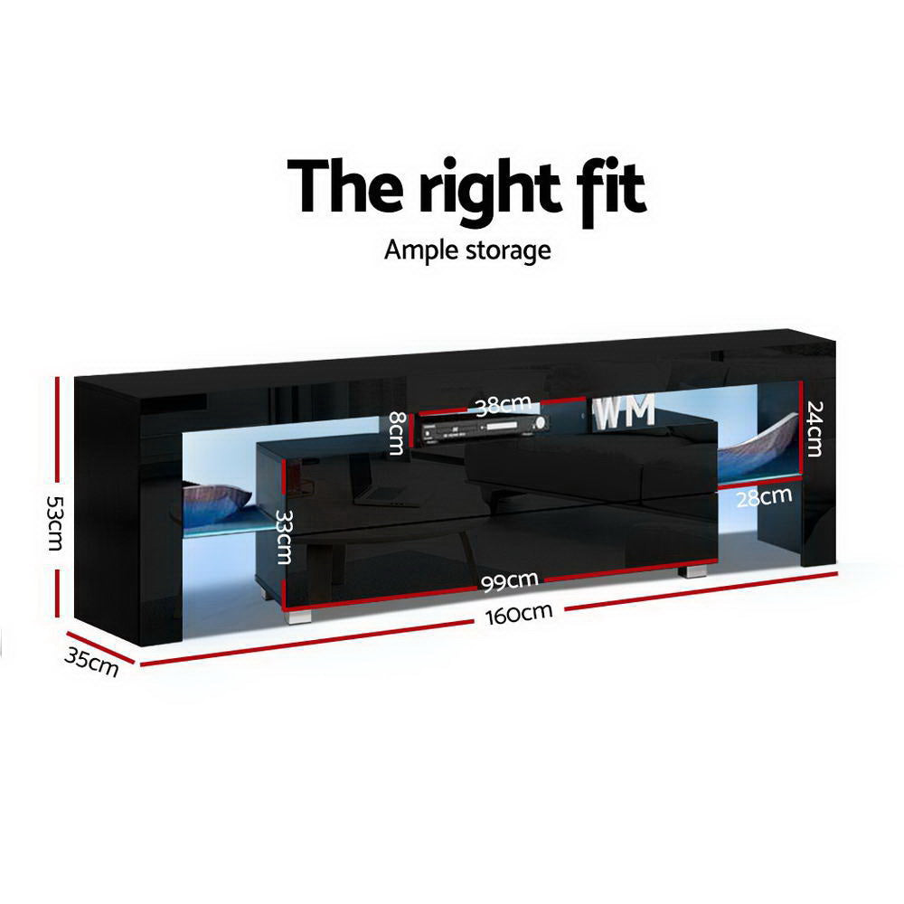 Artiss 160cm Black LED Entertainment Unit