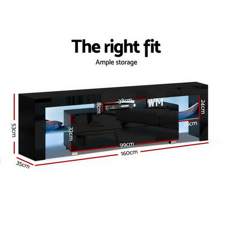Artiss 160cm Black LED Entertainment Unit