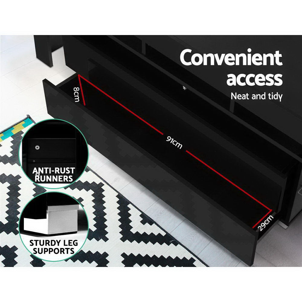 Artiss 160cm Black LED Entertainment Unit