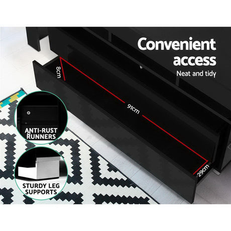 Artiss 160cm Black LED Entertainment Unit
