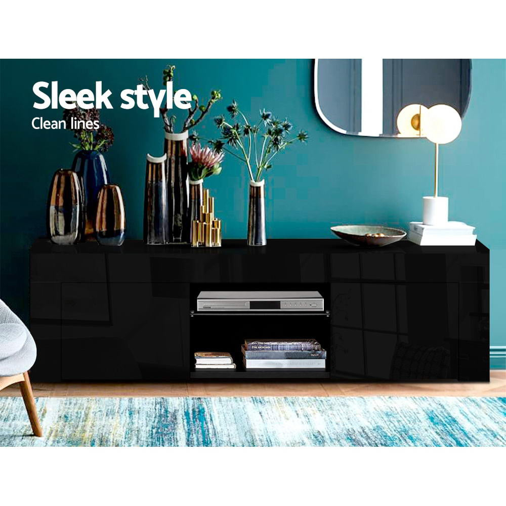 Artiss 130cm Black LED Entertainment Unit