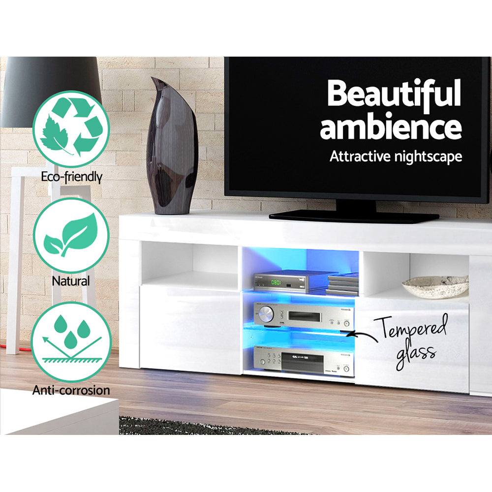 Artiss 145cm White Angus LED Entertainment Unit