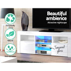 Artiss 145cm White Angus LED Entertainment Unit