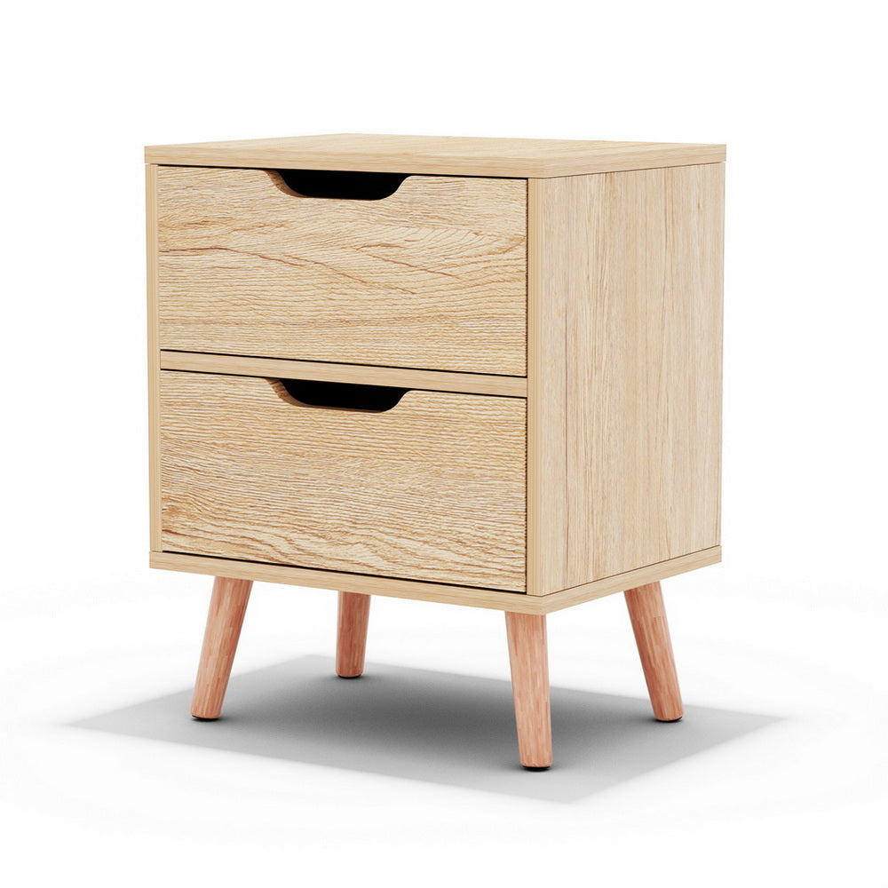 Bedside Table 2 Drawers Nightstand - Various Colours