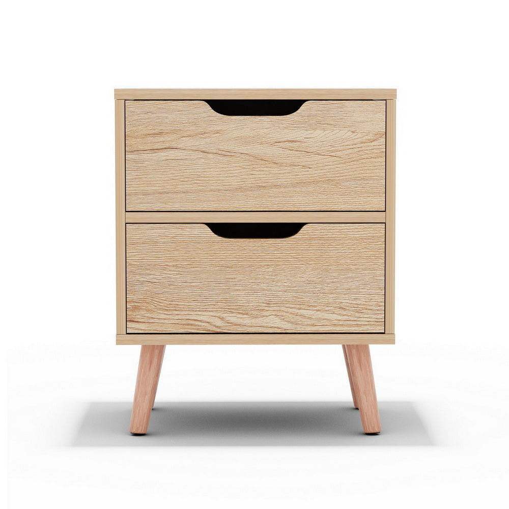 Bedside Table 2 Drawers Nightstand - Various Colours