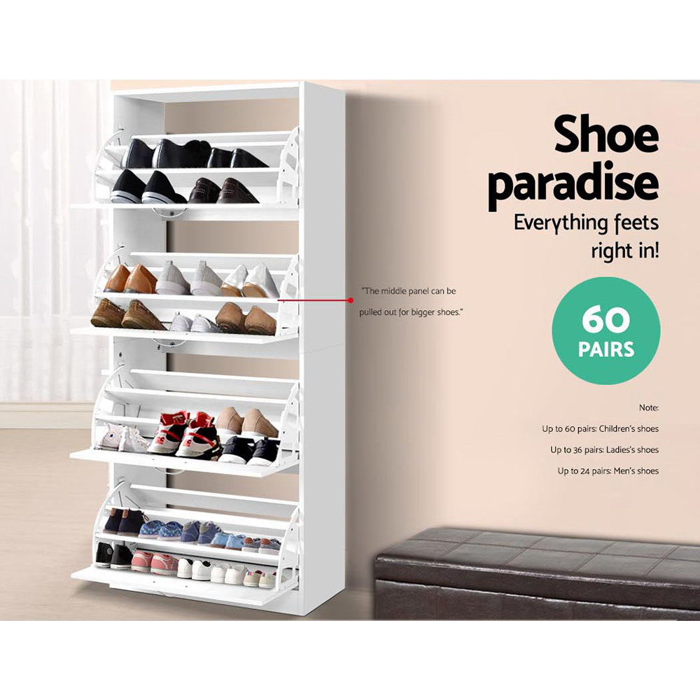 Elegant 60-Pair Contemporary Shoe Rack Cabinet