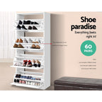 Elegant 60-Pair Contemporary Shoe Rack Cabinet