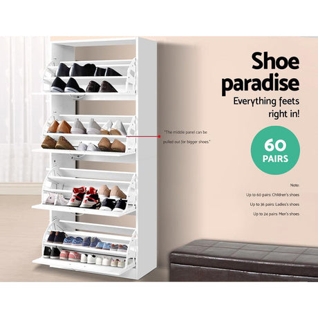 Elegant 60-Pair Contemporary Shoe Rack Cabinet