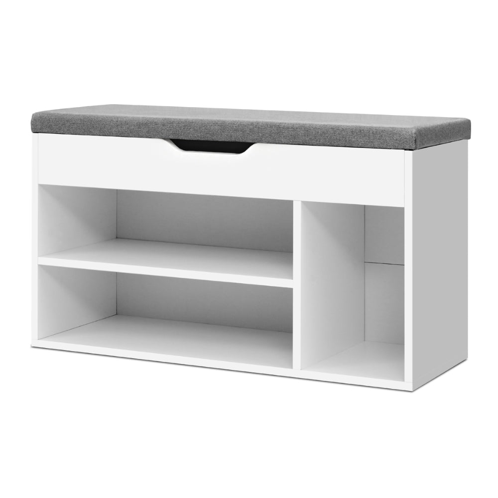 Elegant White Shoe Rack Bench Cabinet