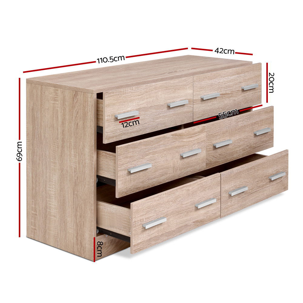 Elegant Pine 6-Drawer Storage Chest