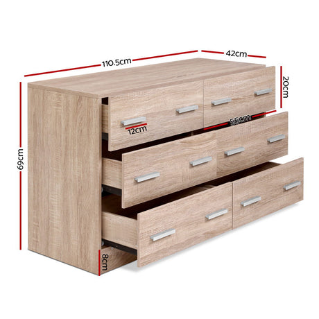 Elegant Pine 6-Drawer Storage Chest