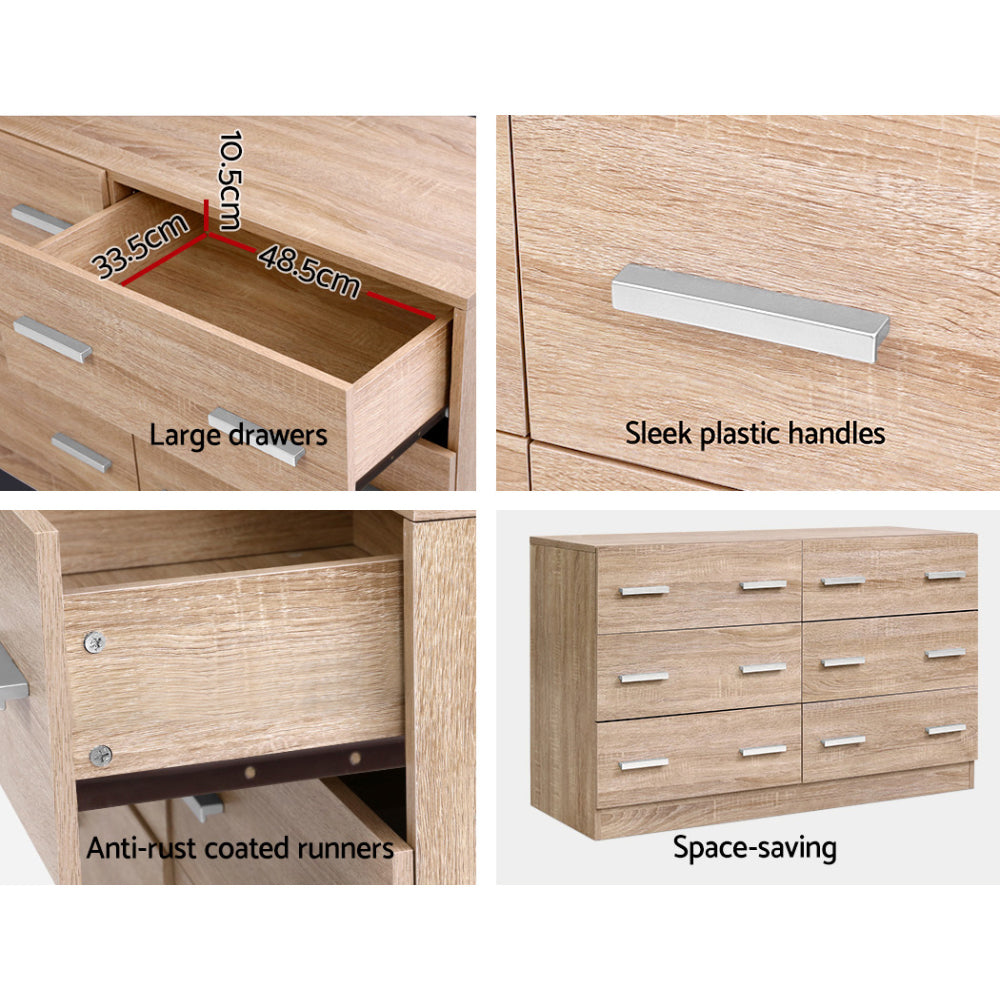 Elegant Pine 6-Drawer Storage Chest