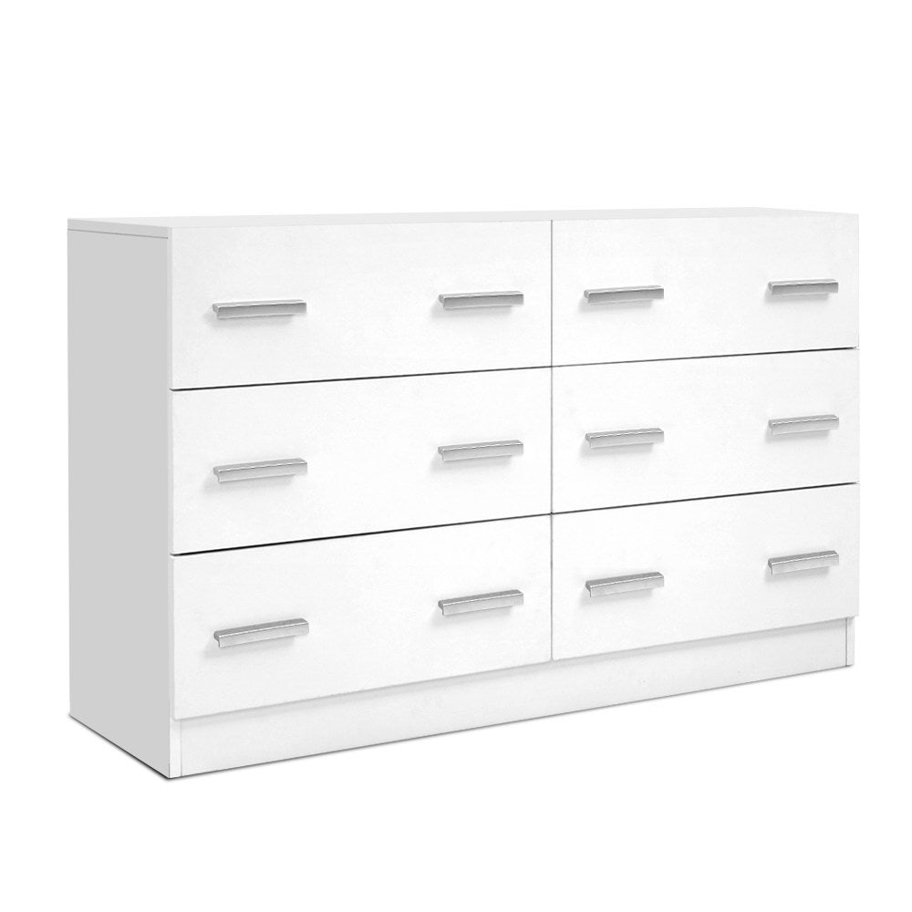 Contemporary 6-Drawer White Chest of Drawers