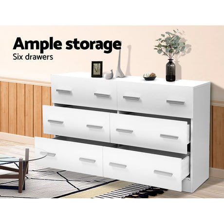 Contemporary 6-Drawer White Chest of Drawers
