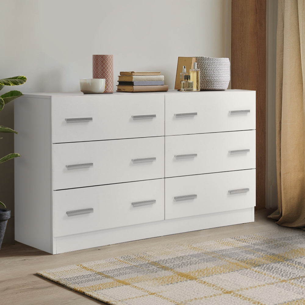 Contemporary 6-Drawer White Chest of Drawers