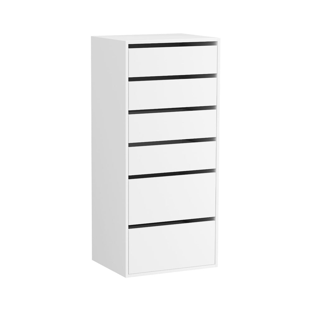 Elegant 6-Drawer Tallboy Dresser in White