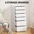 Elegant 6-Drawer Tallboy Dresser in White