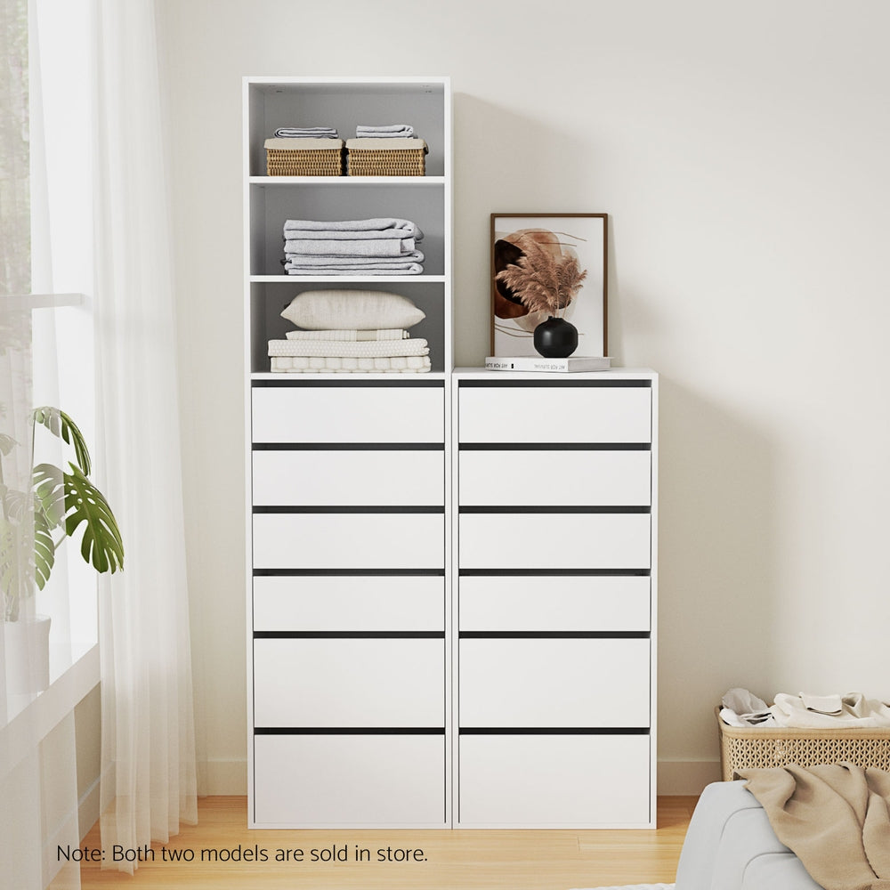 Elegant 6-Drawer Tallboy Dresser in White