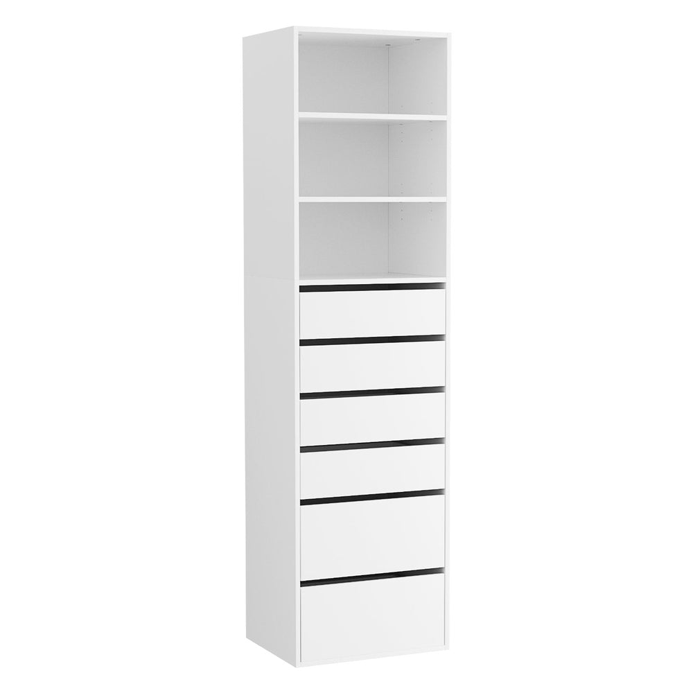 Elegant White 6-Drawer Tallboy Cabinet