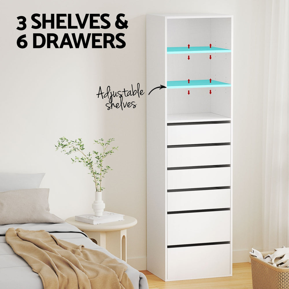 Elegant White 6-Drawer Tallboy Cabinet