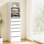 Elegant White 6-Drawer Tallboy Cabinet