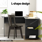 Artiss L-Shape Computer Desk - Black 136CM