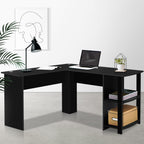 Artiss L-Shape Computer Desk - Black 136CM