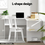 Artiss L-Shape White Computer Desk Shelf
