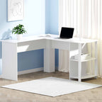 Artiss L-Shape White Computer Desk Shelf