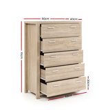Elegant 5-Drawer Tallboy Chest of Drawers