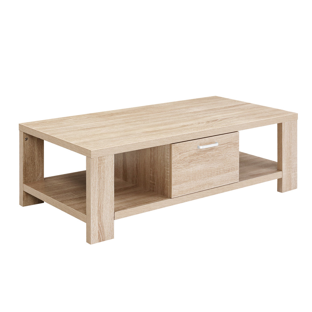 Artiss Maxi Coffee Table with Drawer - Oak