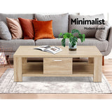 Artiss Maxi Coffee Table with Drawer - Oak
