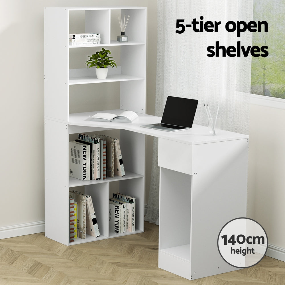 Artiss 120CM White Computer Desk with Bookshelf