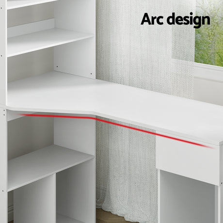 Artiss 120CM White Computer Desk with Bookshelf