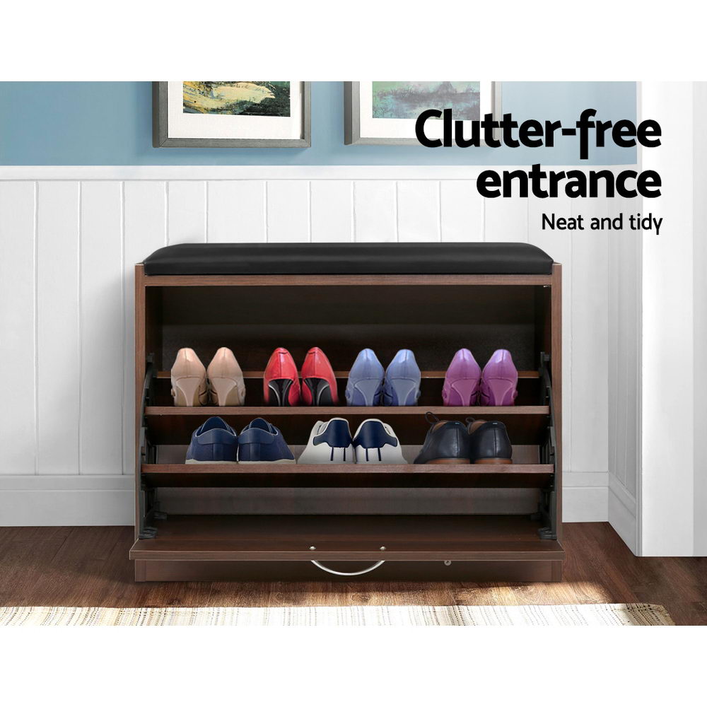 Walnut Shoe Rack and Storage Bench