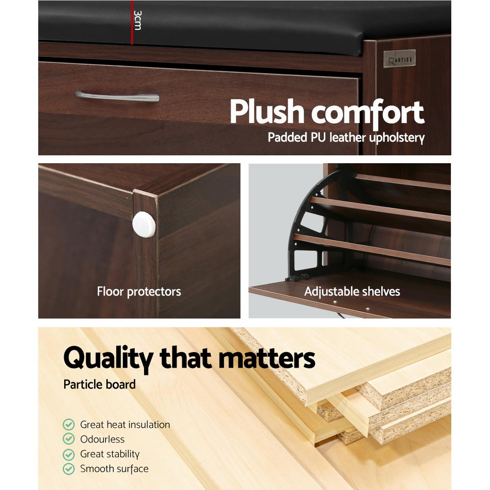 Walnut Shoe Rack and Storage Bench