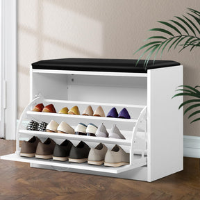 White Multifunctional Shoe Rack and Bench