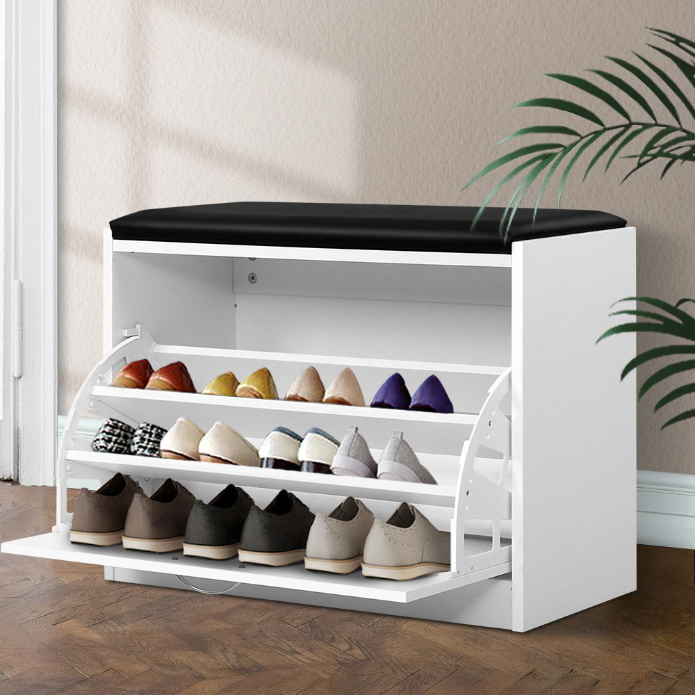 White Multifunctional Shoe Rack and Bench