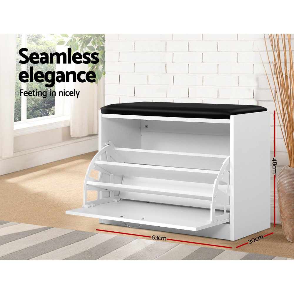White Multifunctional Shoe Rack and Bench