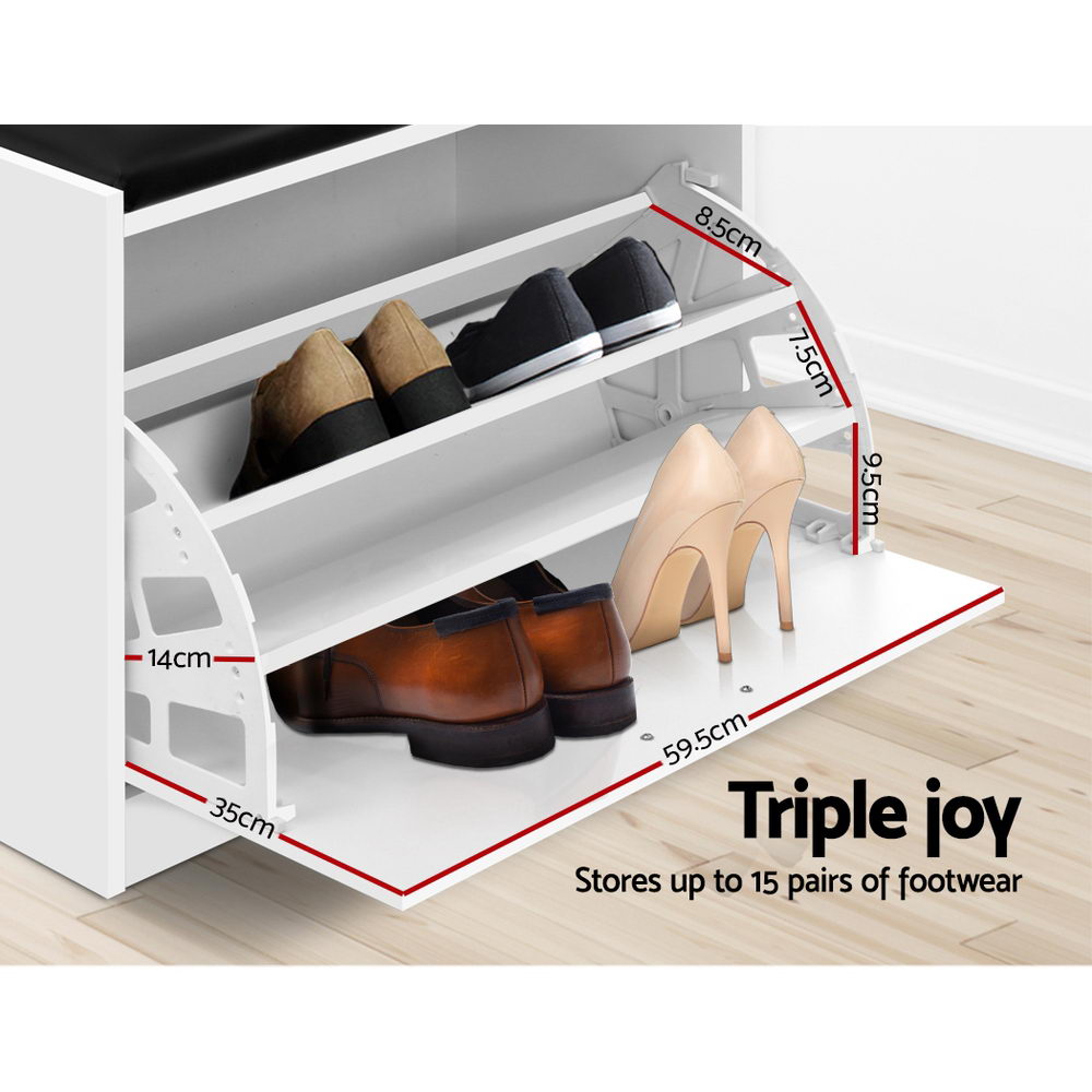 White Multifunctional Shoe Rack and Bench
