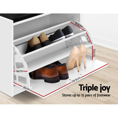 White Multifunctional Shoe Rack and Bench
