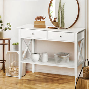 Artiss White Console Table with 2 Drawers