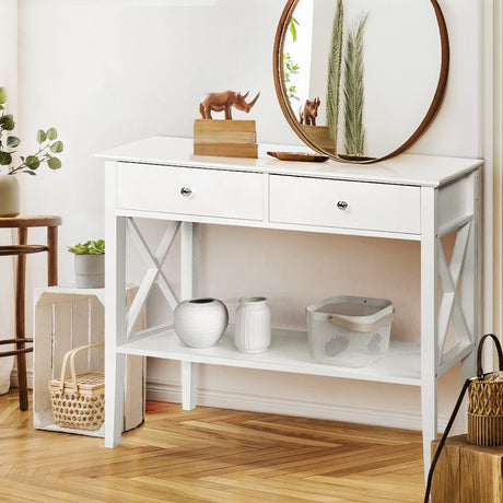 Artiss White Console Table with 2 Drawers