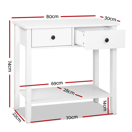Artiss White Console Table with 2 Drawers