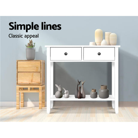 Artiss White Console Table with 2 Drawers