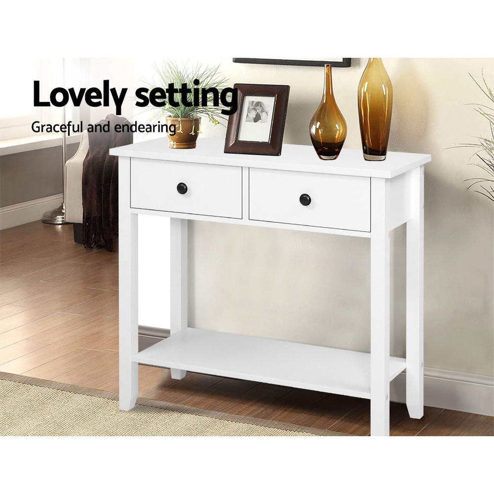 Artiss White Console Table with 2 Drawers