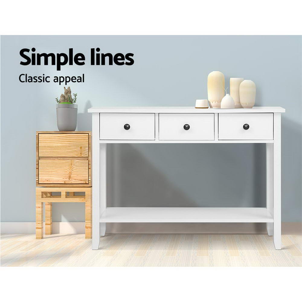 Artiss White Console Table with 3 Drawers
