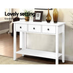 Artiss White Console Table with 3 Drawers