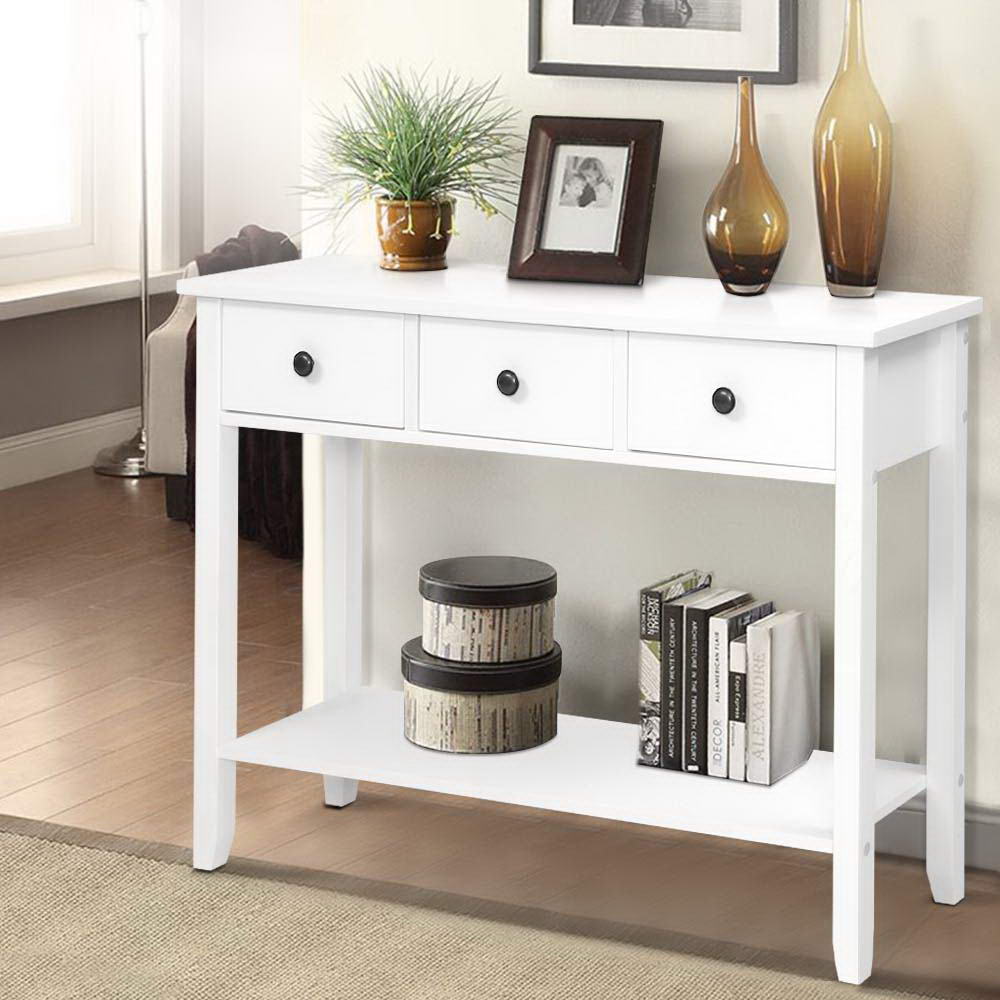 Artiss White Console Table with 3 Drawers